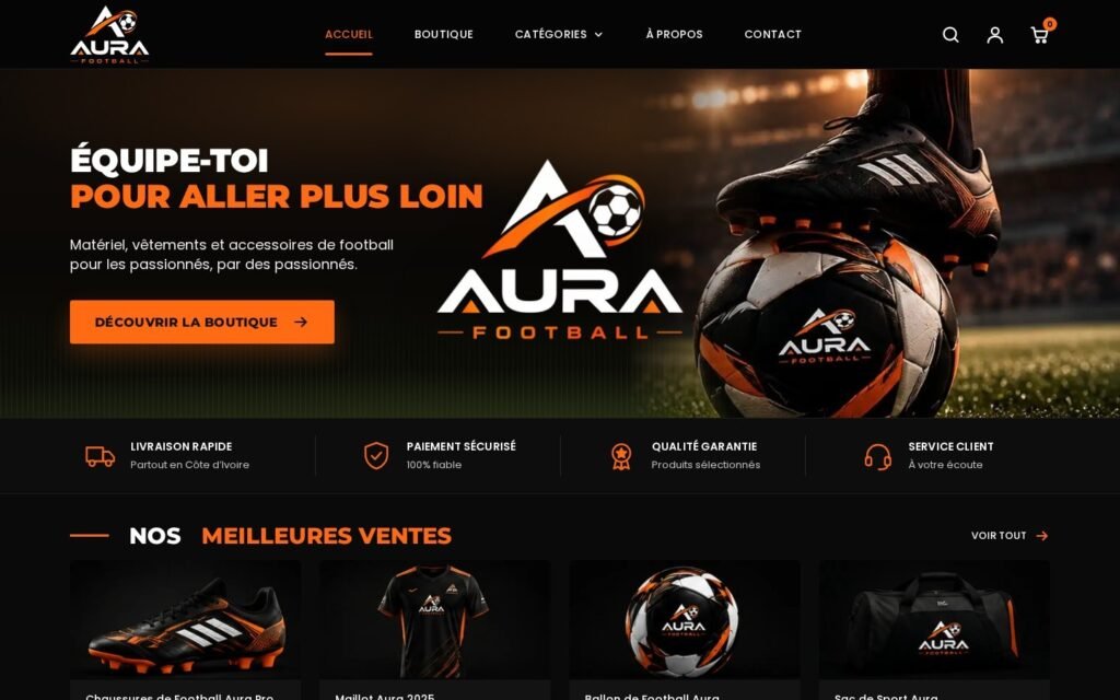 Page d’accueil du site Aura Football