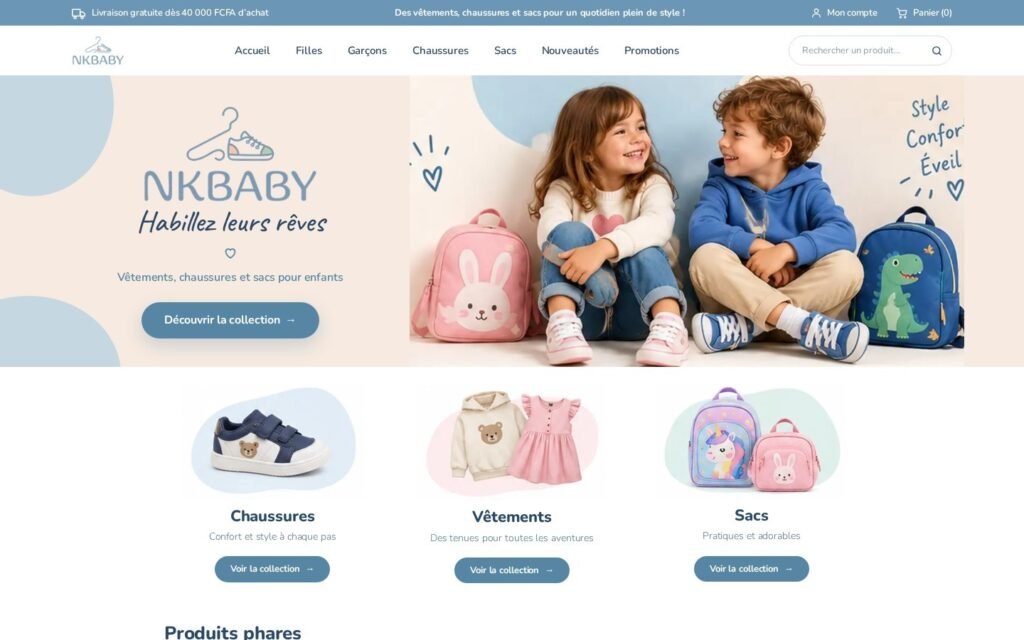 Page d’accueil du site NKBABY