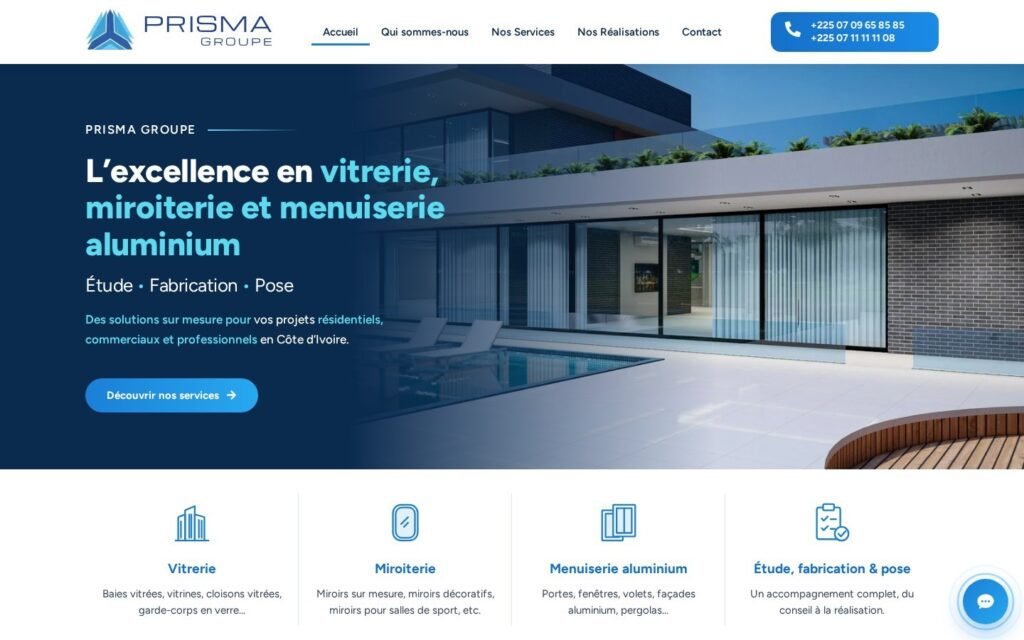 Page d’accueil du site Prisma Groupe